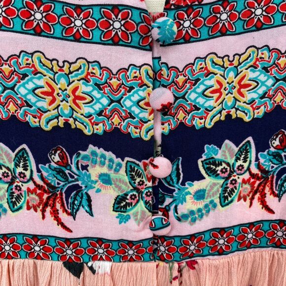 Umgee Pink Floral Dress Small Baby Doll Fairy Whimsy Goth Boho Peasant Milkmaid - Picture 4 of 13